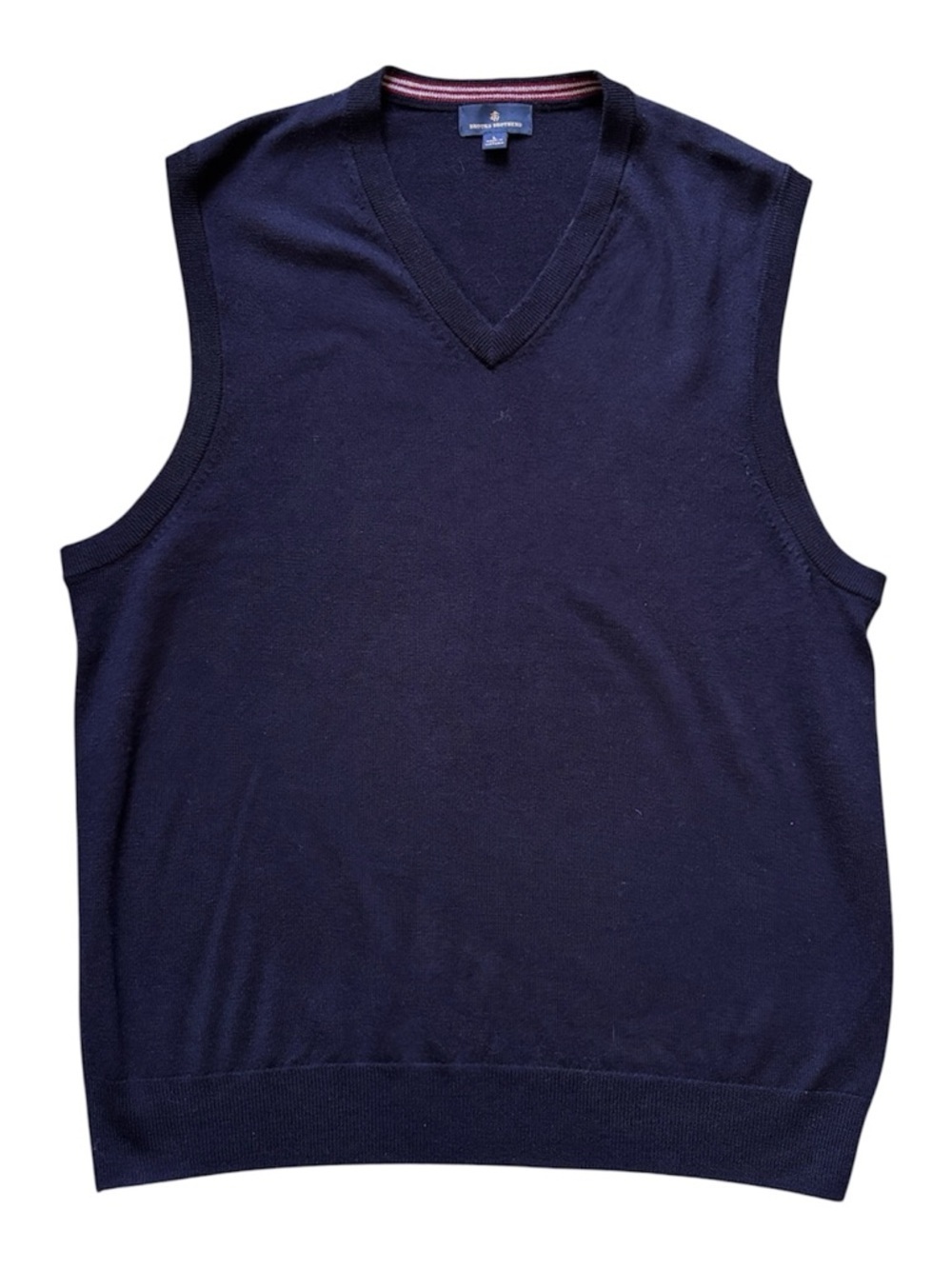 Brooks Brothers Navy Blue 100% Merino Wool V-Neck Sweater Vest Men’s Large